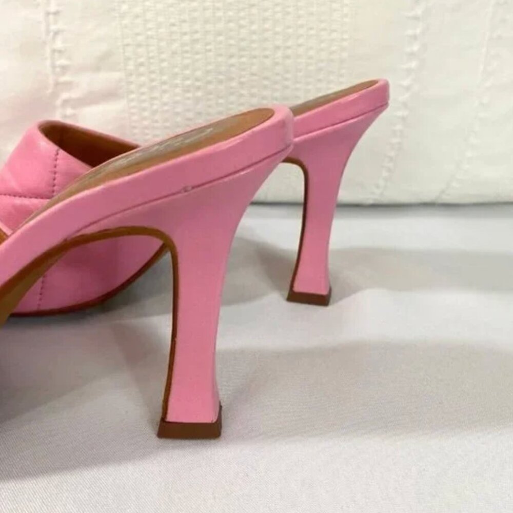 L'INTERVALLE PINK FAUX LEATHER QUILTED HEELED SANDALS - 38 - Picture 8 of 8